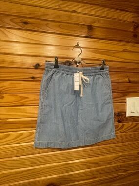 J. Crew Light Blue Denim Drawstring Mini Skirt with Pockets